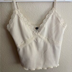 H&M Cream Lace Detail Top